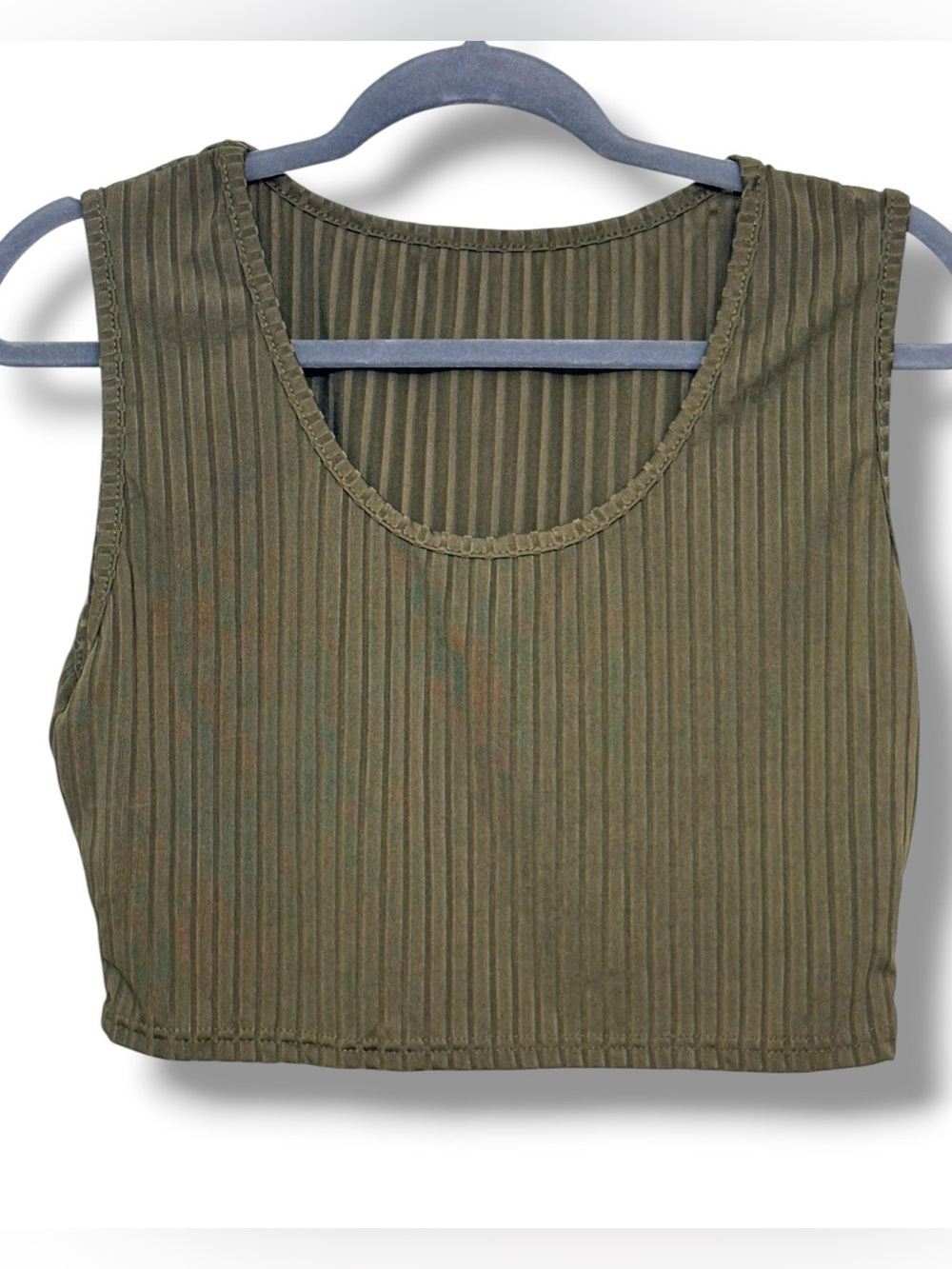 Ribbed Olive Green Crop Tank Top size XXL